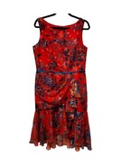 Marchesa Notte Womens Red Floral Print Burnout Sleeveless Chiffon Midi D... - $148.49