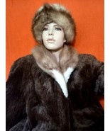 Genuine fur coat jacket with hat sheared coney  marten  - $189.00