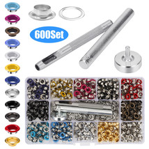 600 Set Metal Eyelets Grommets Washers Kit for DIY Leather Craft 12 Colo... - $23.99