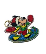 Mickey Mouse Santa 1995 Disney Enesco Acrylic Ornament Christmas Snowboard - £9.42 GBP