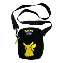 Pokémon GO Pikachu Crossbody Bag – Black Canvas – Adjustable Strap – 6x7x2&quot; - $16.00