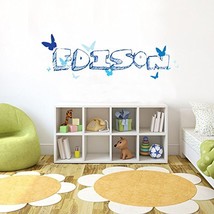 Picniva Blue Butterfly Font1 h8 Made-to-Order Baby Name Kid Room Nursery... - $9.79