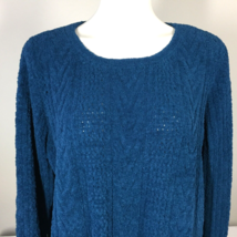 J Jill XL Sweater Chenille Soft Blue Longer Length Long Sleeve - £13.96 GBP