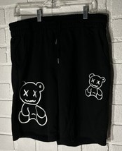 Shein Shorts Drawstring Black Bear Print size XL - £6.16 GBP