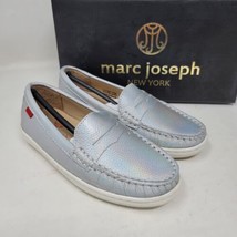 MARC JOSEPH NEW YORK Unisex Boys/Girls Leather Loafers Silver White Size... - $25.87