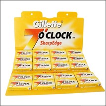 100 Gillette 7 O'clock yellow sharp edge double edge safety razor blades - $20.85