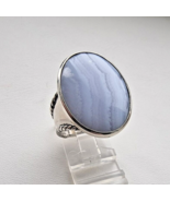 CAROLYN POLLACK ANGLO 925 STERLING SILVER  25x19 mm. LACE AGATE RING SIZ... - $1,425.81 MXN