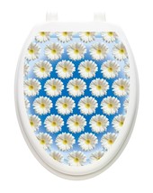 Daisies in the Water Blue Vinyl Lid Cover  Removable Reusable Toilet Tat... - $410.07 MXN