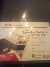 office depot linen 2-pocket folder with gold detail folder got bent as-is - $9.85