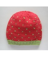 handmade eco cotton girls beanie Strawberry, red girls cotton hat - £10.39 GBP