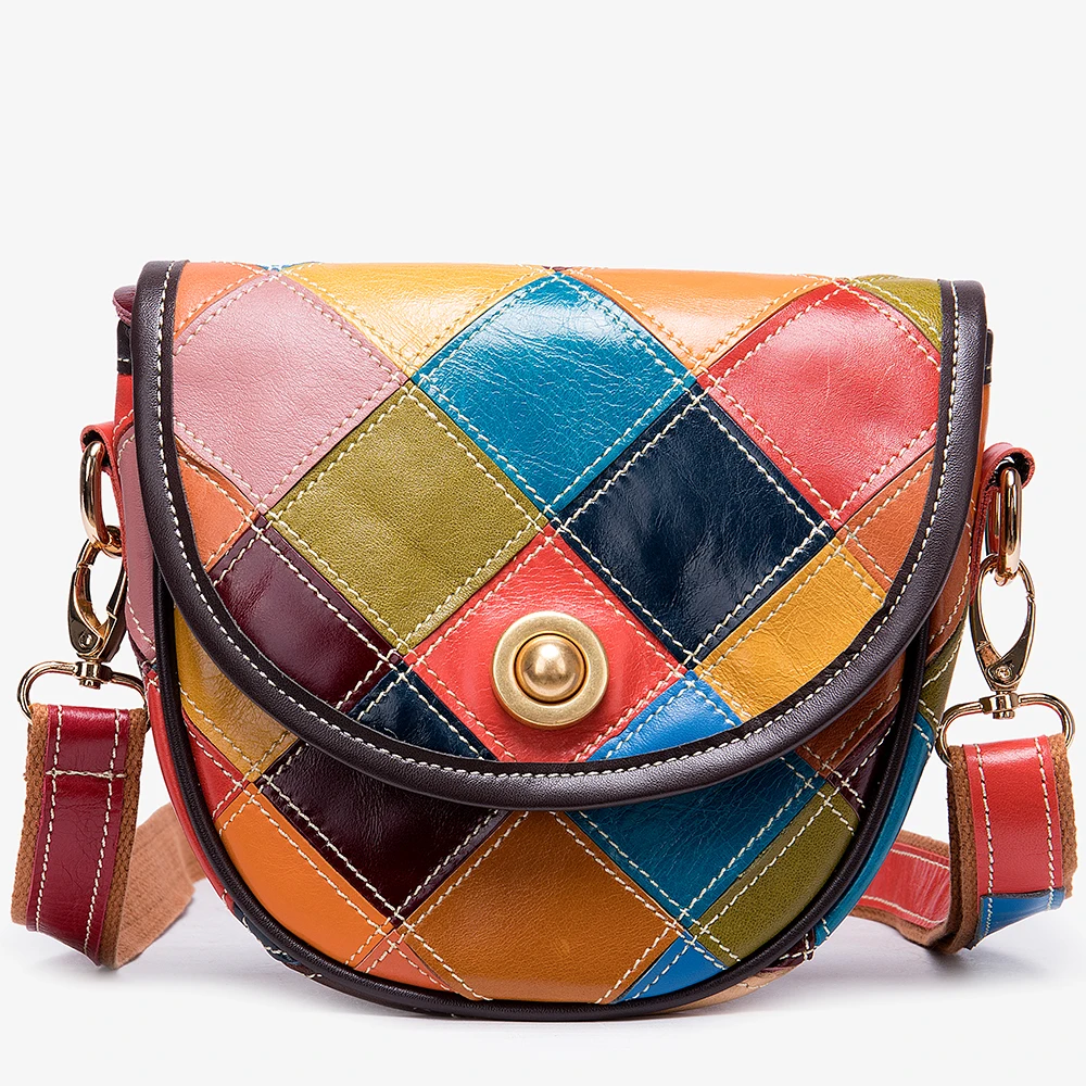 Multi-color Boho Designer Bag for Women Genuine Leather Shoulder Bags Small Mess - £57.17 GBP