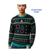 Geeknet Sony PlayStation Symbols Ugly Christmas Holiday Sweater Size Medium - $30.71 CAD