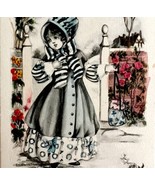 Victorian Greeting Card Hand Colored Postcard Meet Again Girl In Bonnet ... - $27.34 CAD