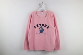 Vintage 90s Disney Womens XL Faded Winnie the Pooh Eeyore Fleece Sweater Pink - $44.50