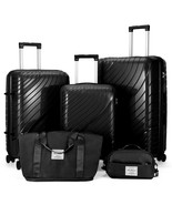 5 Piece Luggage Sets, PP Hardside Luggage Suitcase Set with Portable Tra... - $1,635.80 MXN
