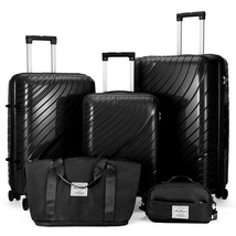5 Piece Luggage Sets, PP Hardside Luggage Suitcase Set with Portable Tra... - $89.99