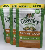 3x-Greenies Feline Smart Bites Chicken Flavor Healthy Indoor 4.6 oz - $25.73