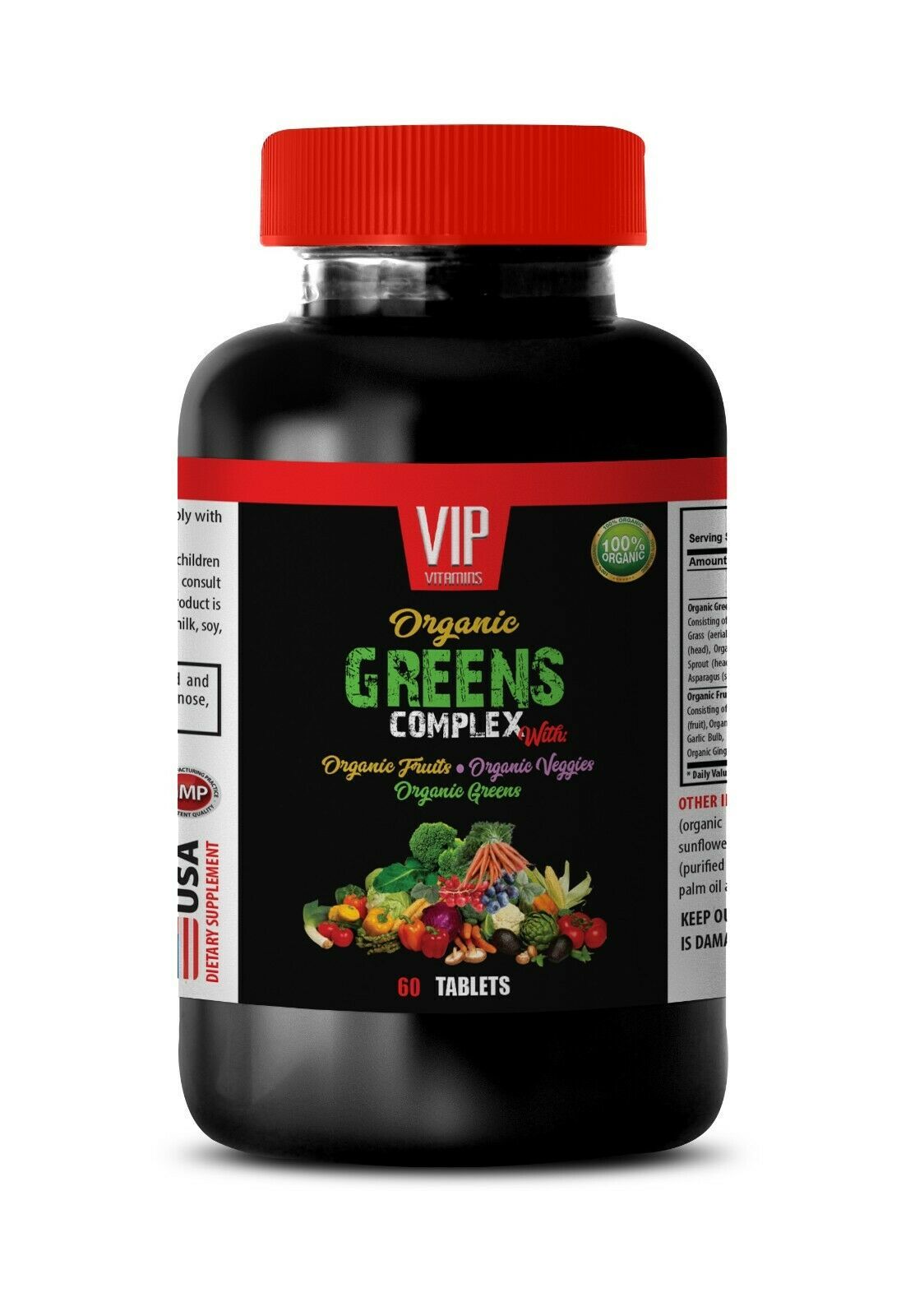 superfood supplement - ORGANIC GREENS COMPLEX - energy boosting vitamins 1B - $14.92
