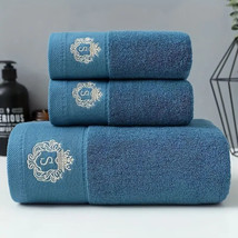3pcs Letter Embroidered Towel Set - Soft Cotton Bath Linen with Household Towels - £28.05 GBP