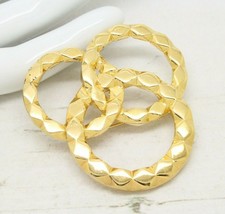 Stylish Vintage 1980s Eternity Circle Ring Gold Plated BROOCH Pin Jewellery - $9.55