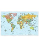 Signature World Wall Map - Dry Erase Laminated Rolled 50 x 32&quot; - £24.12 GBP