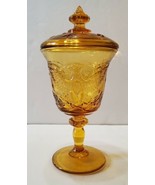 VINTAGE Smith Federal Amber American Eagle and Stars Goblet  With Lid Ba... - £18.34 GBP