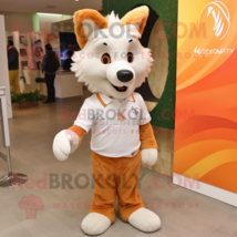 Beige Fox mascot costume character dressed with a Polo Tee and Hair clips - £970.73 GBP