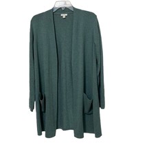 J. Jill Green Knit Open Cardigan Knit Sweater Womens Size Small Cotton Wool Silk - £17.39 GBP