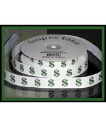Green Dollar Sign Money Grosgrain Ribbon - £7.79 GBP