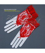 Flower Pattern Fingerless Lace Gloves with Ruffle / Wrist Length, Various Colors - £11.00 GBP