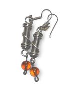 Vintage .925 Sterling Silver Dangle Post Earrings With Amber Bead? - $109.65 CAD