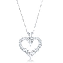 Sterling Silver Multi-Shaped CZ Heart Pendant - £39.48 GBP