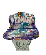 Vintage Trucker Hat Snapback Cap Wyoming Floral Hawaiian Blue Rope 80s 90s - $25.00