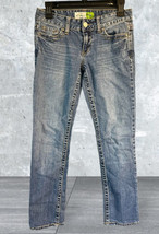 Aeropostale Bayla Skinny Denim Blue Jeans Women&#39;s 3/4 Short/Court Low Rise - £16.27 GBP