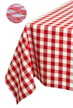 Tektrum 60&quot;X84&quot; Rectangle Tablecloth-Waterproof/Spill Proof - Red/White Checker - £17.26 GBP