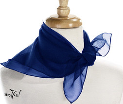 Royal Blue Sheer Chiffon 50s Style Scarf- 21&quot; Square for Neck Head Hair -Hey Viv - £8.50 GBP