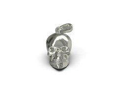 Big Silver Skull Pendant 925 Sterling Human Skull Pendant - $80.79