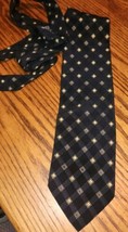 Mens Tie Di Moggio Black &amp; Gold Squares 100%  SIlk Office Lawyer Banker - $14.99