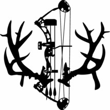 Rack &amp; Bow Deer Antler Vinyl Decal Logo Car Window Sticker phone wall Hunter  - £1.94 GBP+