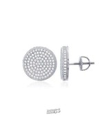 Sterling Silver 14.5mm Round Stud Earrings Cubic Zirconia Accent Sterlin... - $45.46 CAD