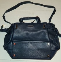 Blue Michael Kors Leather Shoulder Handbag Purse Satchel Gold Accents To... - £86.90 GBP