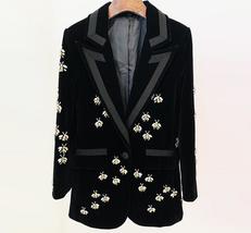 Velvet Glam Rhinestone-Studded Blazer for Autumn &amp; Winter Elegance - $231.99