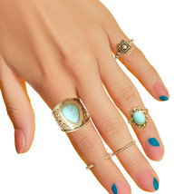 Turquoise Antique Ring Set - $586.49 MXN