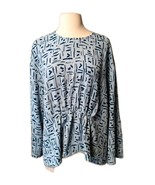 Women&#39;s Alfani  Bell Sleeve Pullover Blouse Blue Size 0X Casual - $23.36