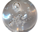 Vintage Hand Blown Clear Glass Paperweight Controlled Bubble 3 1/2” Diam... - $34.60