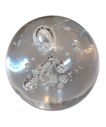 Vintage Hand Blown Clear Glass Paperweight Controlled Bubble 3 1/2” Diam... - £27.22 GBP