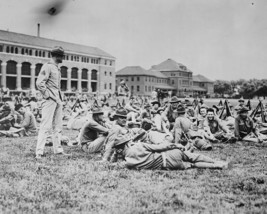 Marines on lawn in front of barracks at Philadelphia Navy Yard WWI Photo Print - £6.88 GBP+