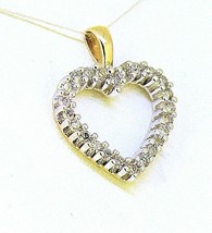 1/3 ct Diamond Heart Pendant REAL Solid 14 k Yellow Gold 1.4 g - £314.10 GBP