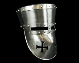 Medieval Knight Replica Crusader&#39;s Helmet Medieval 18Gauge Steel Armor H... - £79.35 GBP