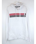 Fila Mens Hoodie Large White Red Stripe Drawstring Pullover Hood Pocket ... - $18.33
